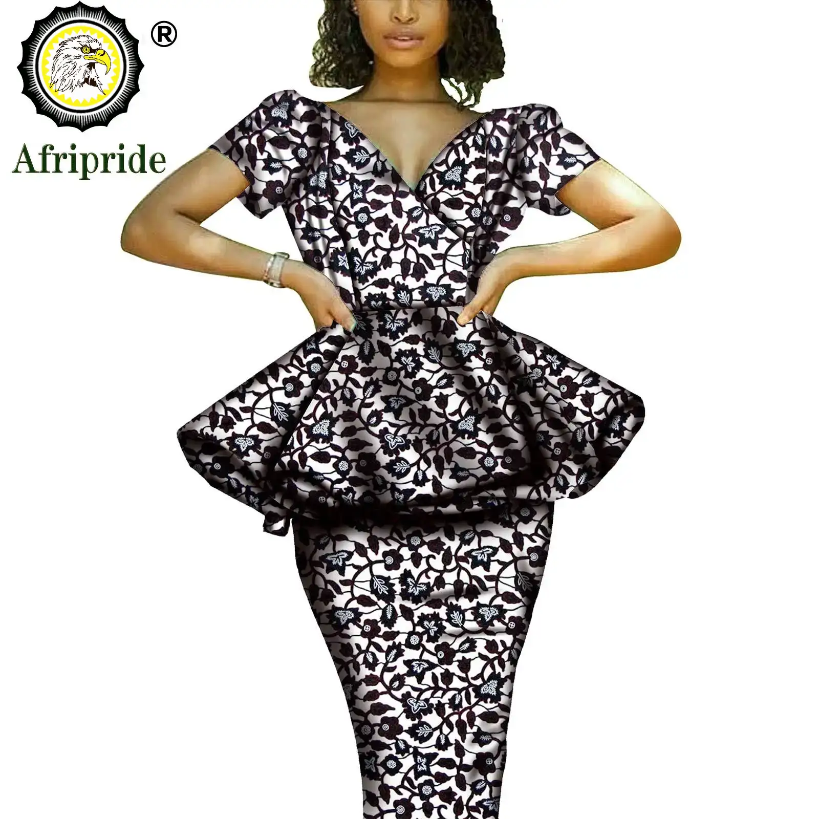 African 2 Piece Set for Women Dashiki Tops Print Skrit  Ankara Clothing Wax Attire Blouse Shirt AFRIPRIDE S1926004