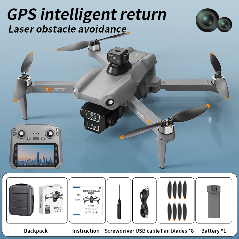 Professional L300 MAX 4K HD drone with large color screen, 5G GPS, WiFi, FPV, brushless camera, RC quadcopter, toy drone, 3KM