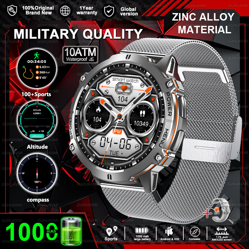 2025New T-Rex 3 GPS SmartWatch 1000mAh Battery AMOLED HD Men 10ATM&IP69K Waterproof Outdoor Fitness Military Call smart bracelet