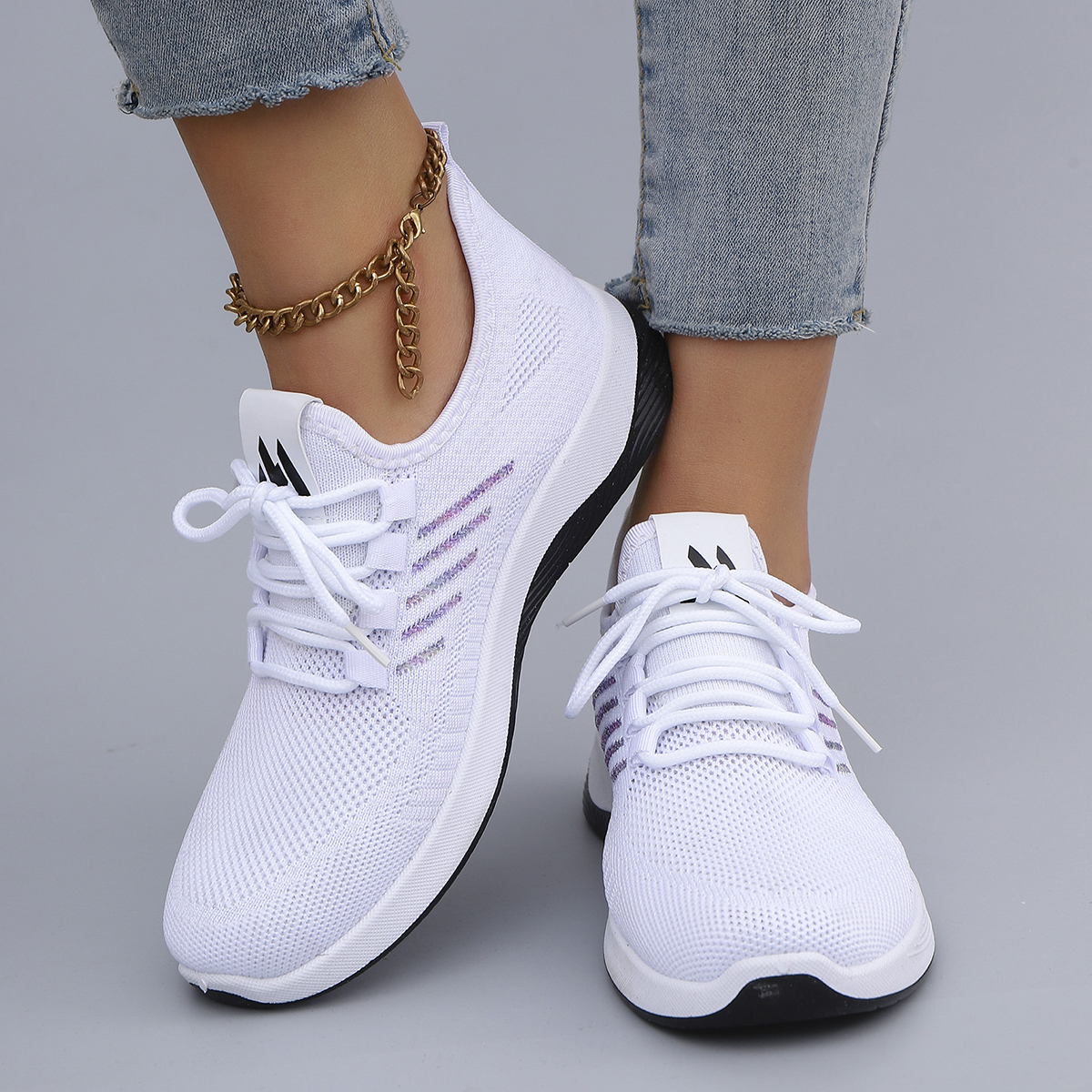 Spring and Autumn New Women's Casual Lace up Comfortable, Breathable, Lightweight and Wear-Resistant Sports Shoes
