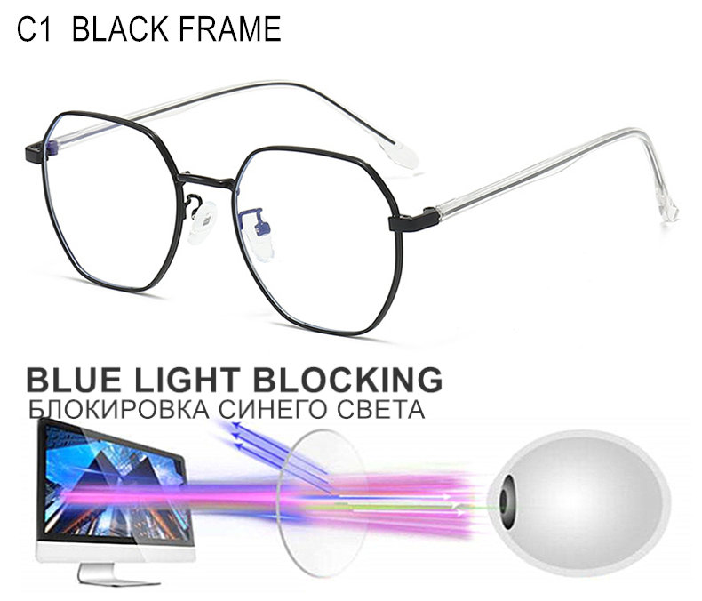 Prescription Custom Myopia Glasses Sphere -0.5 To -10 Men Women Upscale Alloy Polygonal Frame Nearsighted Spectacles F060