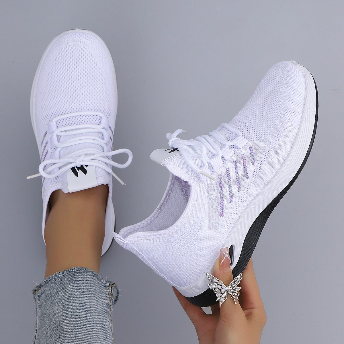 Spring and Autumn New Women's Casual Lace up Comfortable, Breathable, Lightweight and Wear-Resistant Sports Shoes