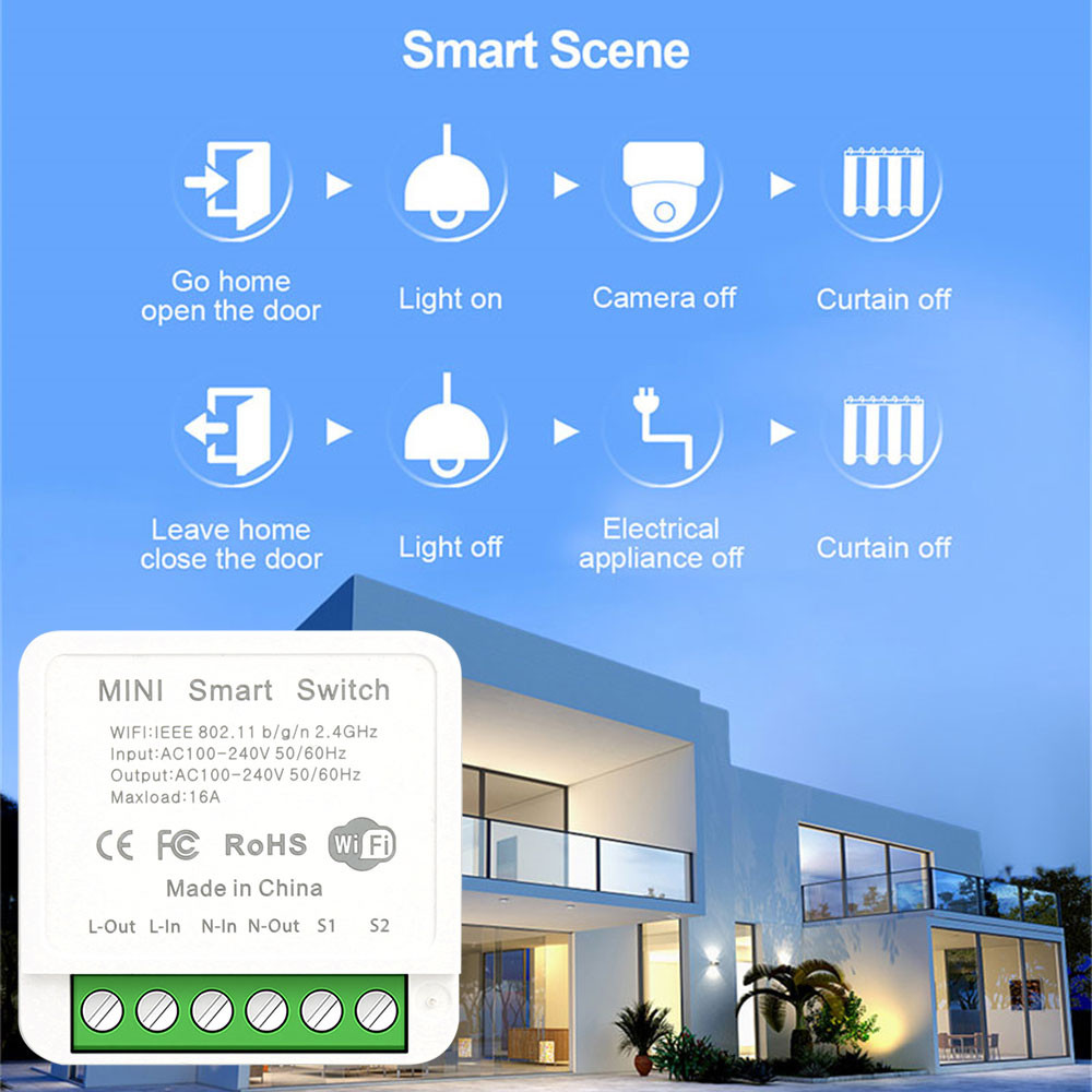 1~5PCS Tuya 2gang Wifi Switch Smart Switch 10A/ 16A Voice Remote Control Breaker Works With Alexa And Home Yandex