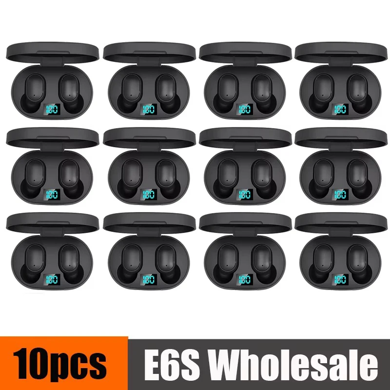 10 pcs Wholesale E6S TWS Wireless Headphones Bluetooth Earphone 5.0 Stereo Headset Earbuds with Microphone for iPhone Xiaomi