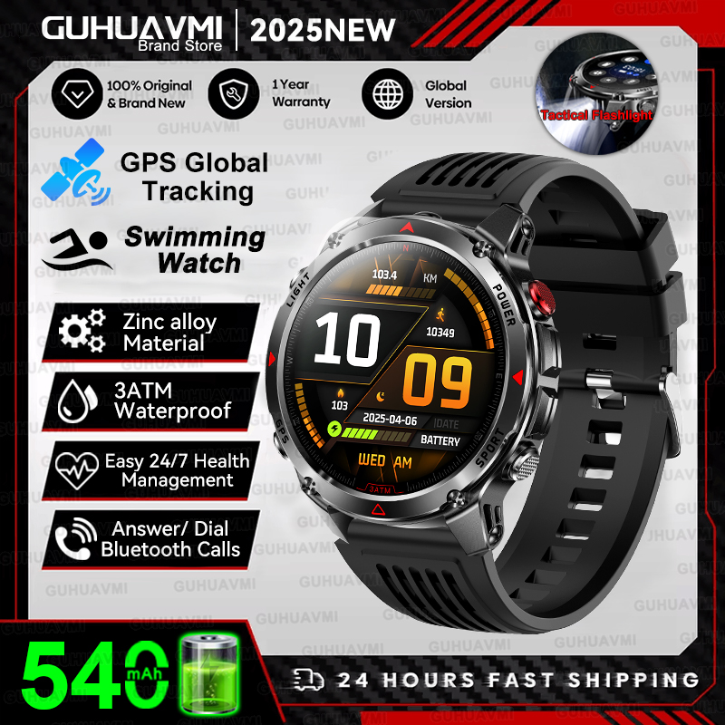2025 New Professional GPS Sports Smart Watch Outdoor RIDE Run GPS track Swim Watchs Compass Altimeter 3ATM Sports Bracelets Men
