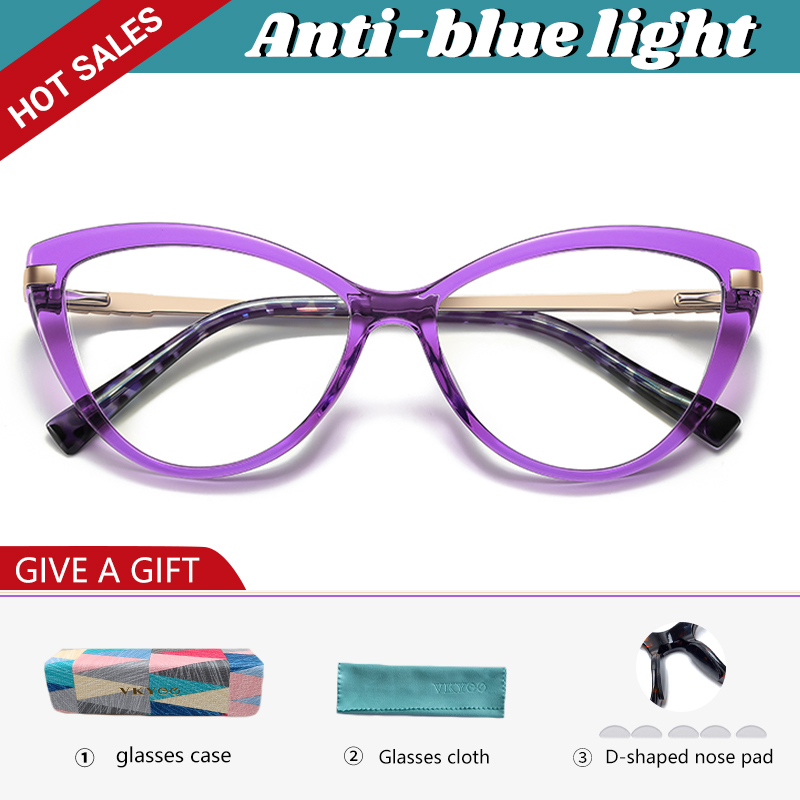VKYEE Cat Eye Photochromic Anti Blue Ray Reading Glasses Women Myopia Hyperopia Prescription Custom Optical Eyeglasses PFD2111