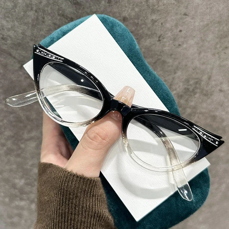 Classic Candy Color Reading Glasses New Diamond Inlaid Cat Eye Presbyopia Glasses Men and Women Eyeglasses Diopter 0 To +4.0