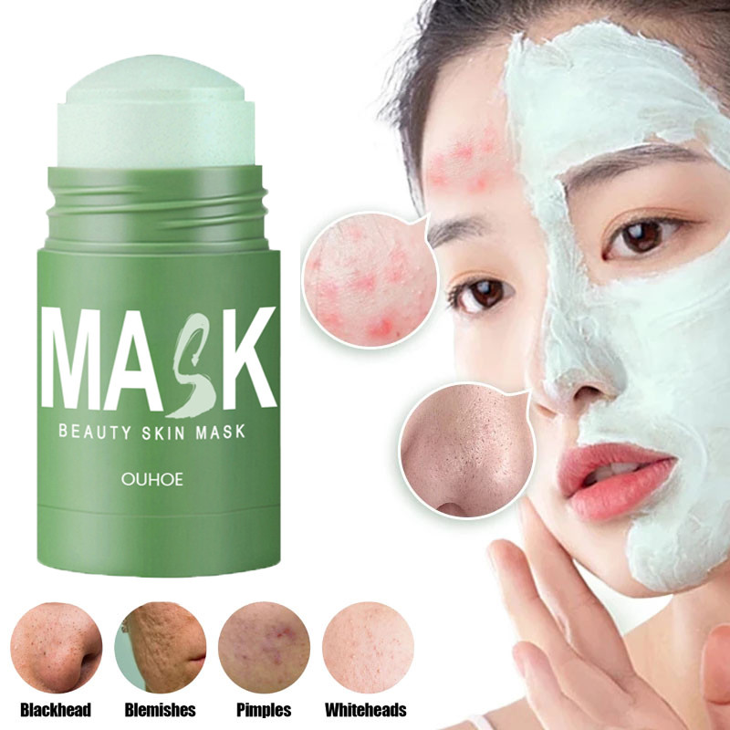1Pcs Green Tea Solid Face Mask Stick Deep Pore Cleaning Oil Control Acne Blackhead Remover Moisturizing Beauty Health Skin Care