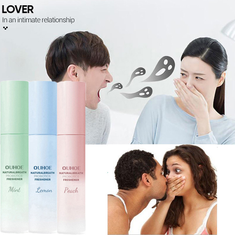 Mouth Freshener Spray Oral Odor Treatment White Peach Mint Fresh Breath Remove Bad Breath Portable Female Fragrance Mouth Spray