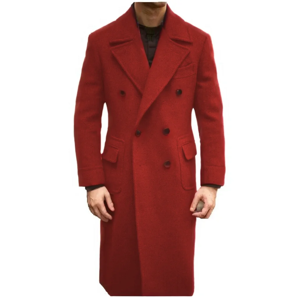 Formal Winter Brown Men Blazer Suits  Double Breasted Winter Warm Overcoat Customized  Business Winter Wear Warm Jacket