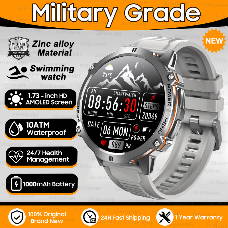 2025 New T-Rex3 1000mAh Battery Sports SmartWatch 1.73" AMOLED Screen 10ATM Waterproof Compass Altimeter Military Smartwatch Men