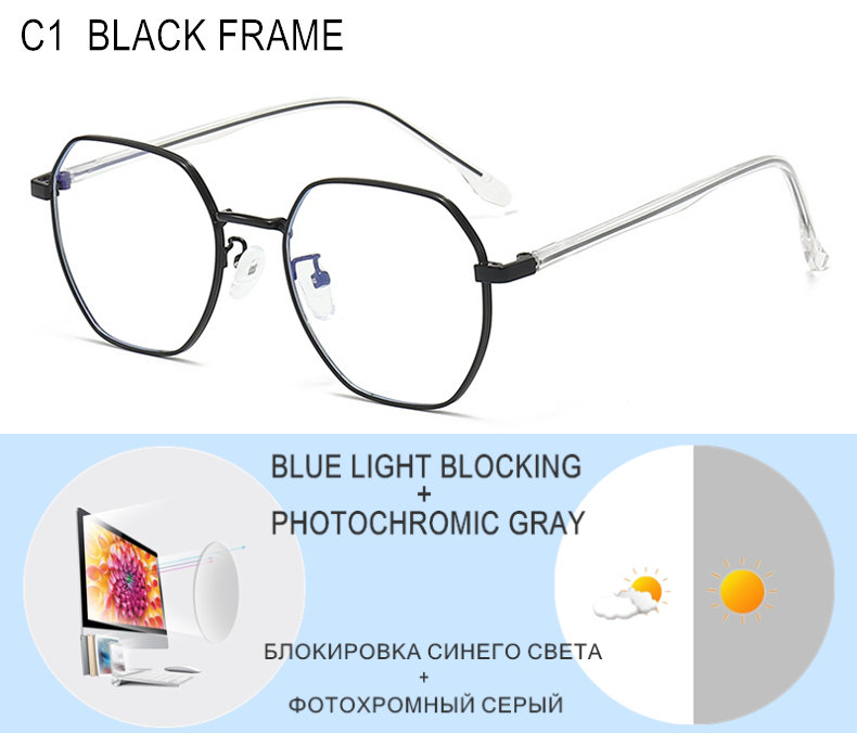 Prescription Custom Myopia Glasses Sphere -0.5 To -10 Men Women Upscale Alloy Polygonal Frame Nearsighted Spectacles F060