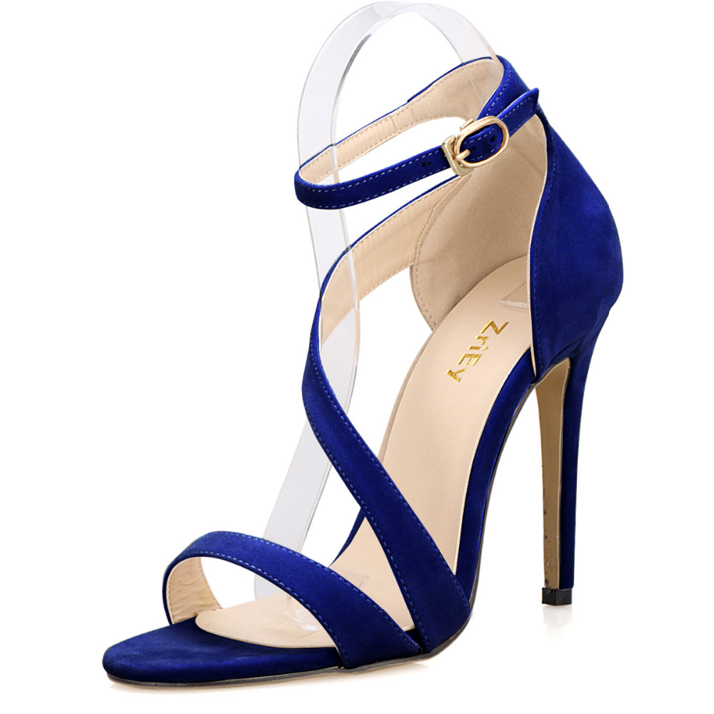 2025 New Women Sandals Sexy Open Toe Ankle Straps High Heels Stilettos Suede Wedding Shoes 11CM Thin  Sandalias 102-8VE