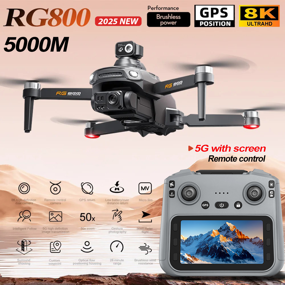 RG800 MAX Drone 8K Professional HD Camera with Large Screen 5G WIFI FPV Dron Brushless Obstacle Avoidance Folding RC Quadcopter