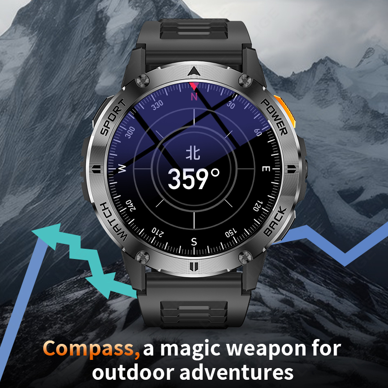 LIGE 2025 Outdoor GPS Sports Tracker Smart Watch Men Compass Bluetooth Call Waterproof Smartwatch LED Flashlight Ftiness Watches