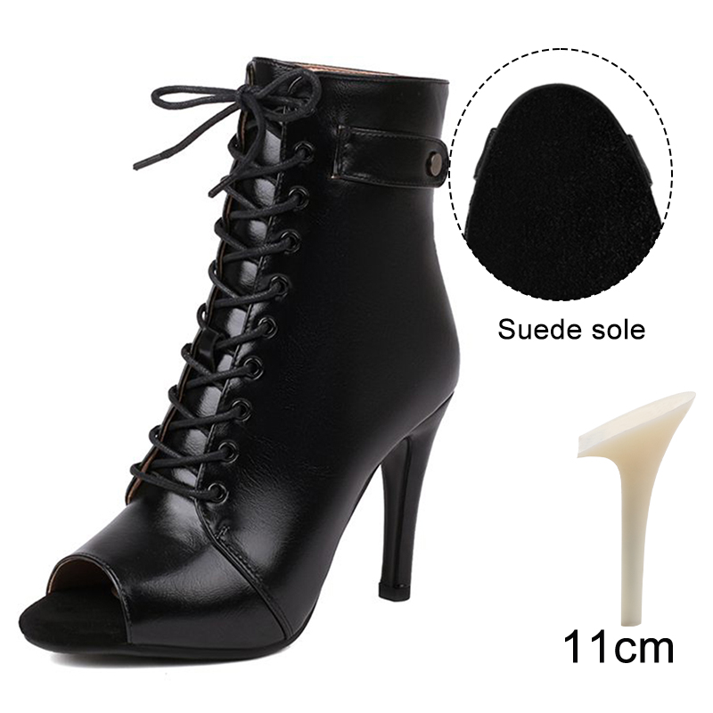 DKZSYIM Woman Latin Dance Shoes leather Party Tango Dance Booties for Women Salsa Dance Heels Ballroom Shoes Sexy Stilettos