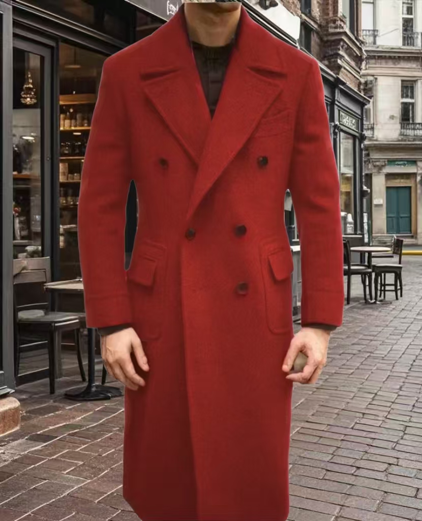 Formal Winter Brown Men Blazer Suits  Double Breasted Winter Warm Overcoat Customized  Business Winter Wear Warm Jacket