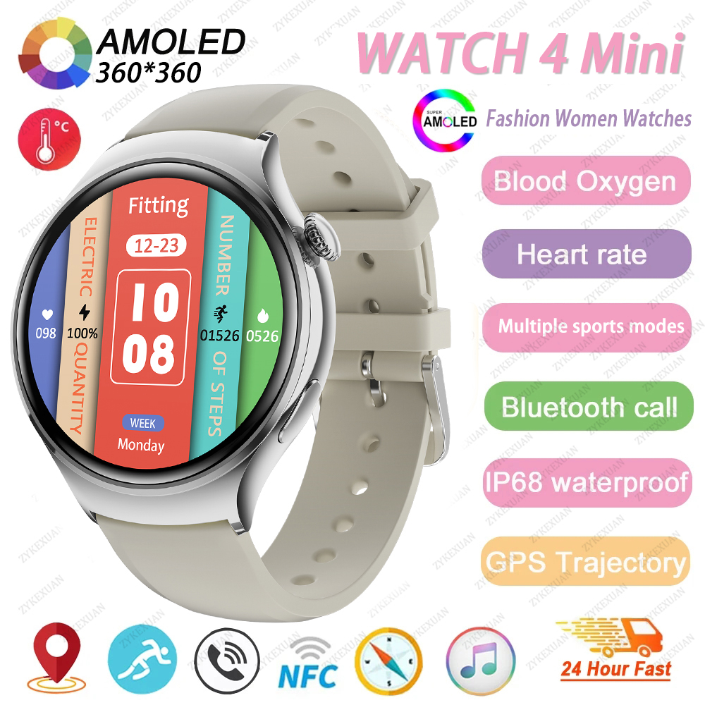 2025 New GPS NFC Bluetooth Call Smartwatch  Women Watch 4 mini Sports Track Heart Rate Oximetry Monitor Health Smartwatch Woman