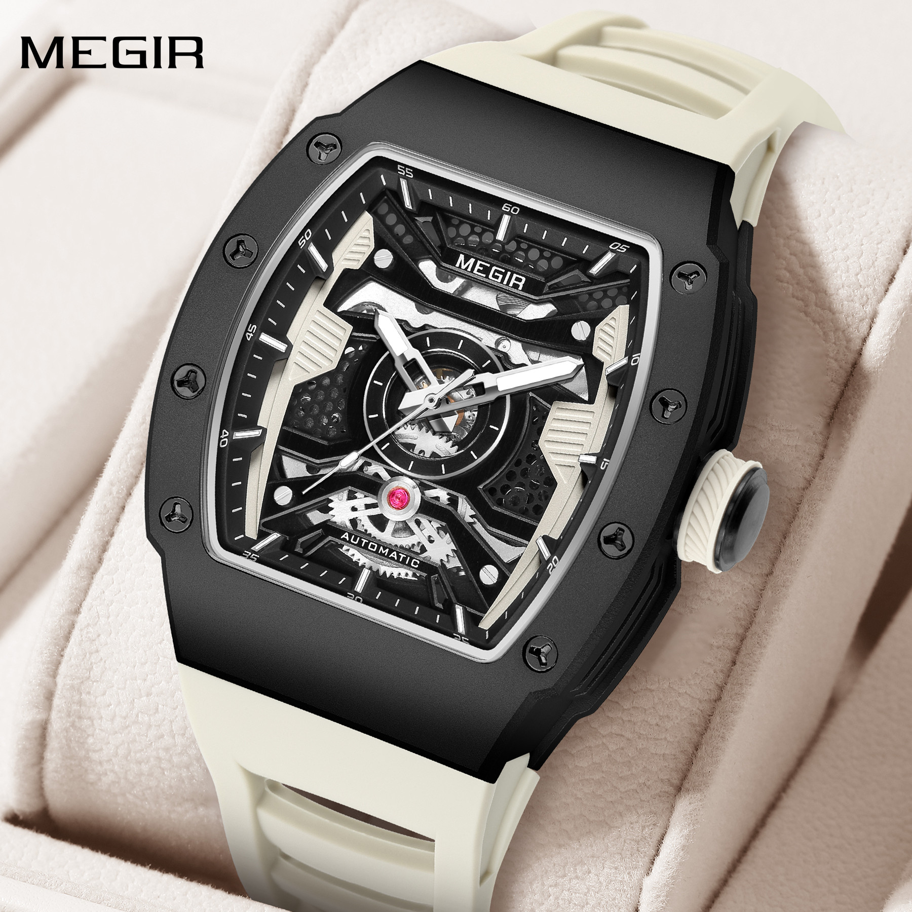 MEGIR Brand Automatic Movement Watches for Men Fashion Waterproof Stainless Steel Case Mechanical Wristwatch Montre Homme 8604