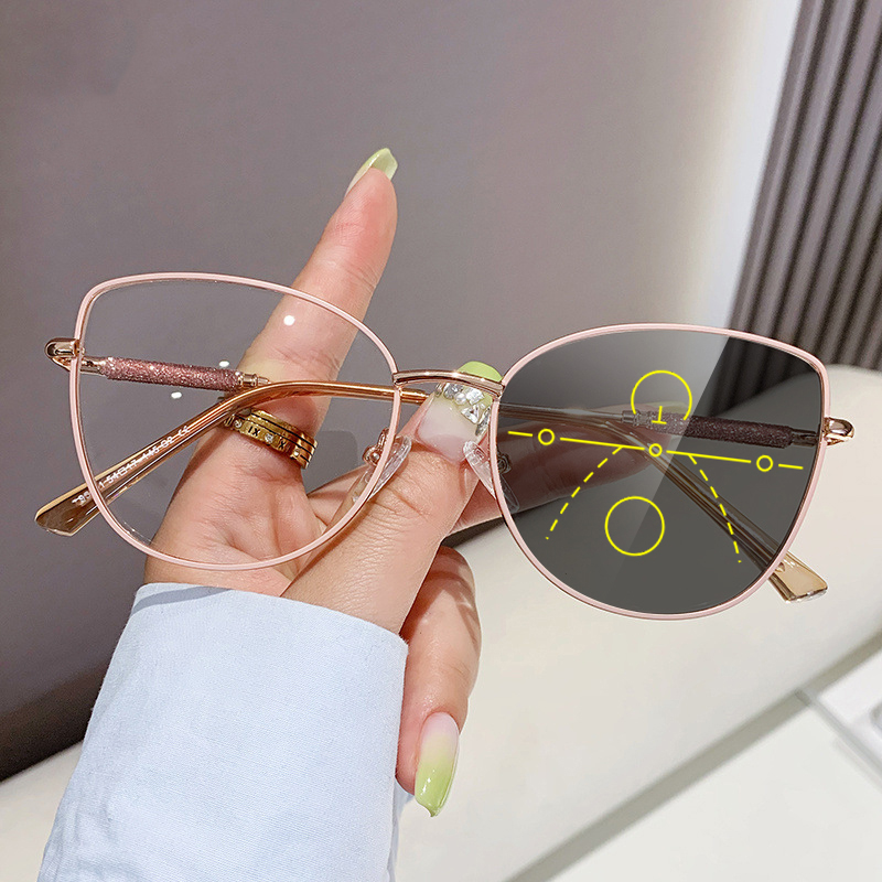 VICKI Lady Cat-Eyed Glasses Fashionable Anti-blue Light Sunglasses Customizable Prescription Photochromic Multifocal H7140