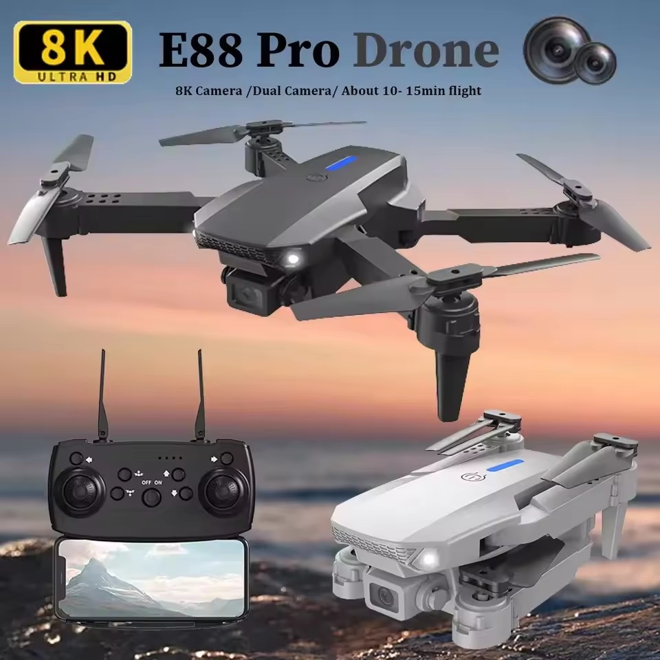 2025 E88 Professional HD 4K RC Drone Wide Angle Camera Foldable Helicopter Quadcopter Aircraft Kid Gift Toys By KBDFA