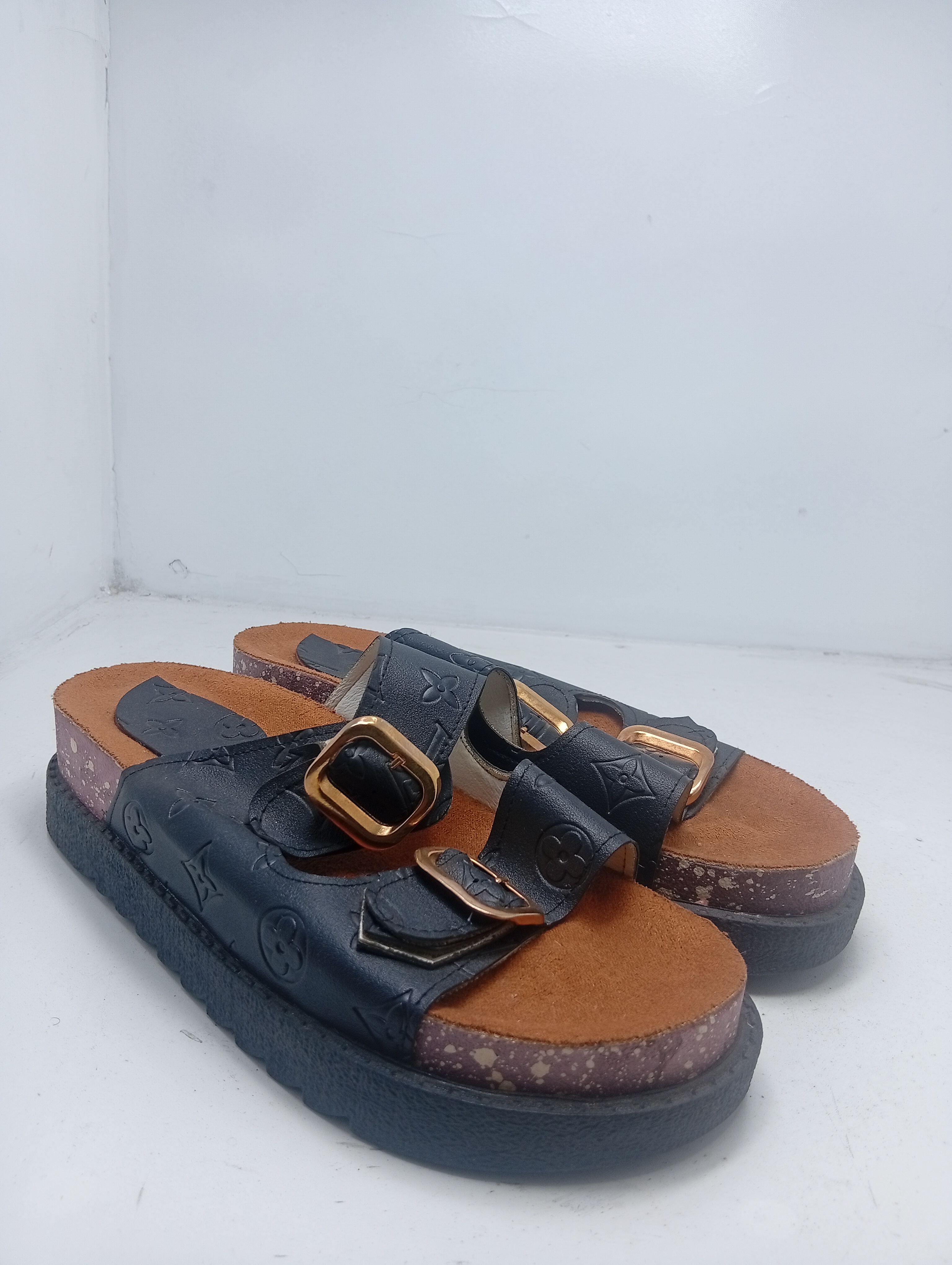 Men's Premium Leather Sandals with Monogram Pattern