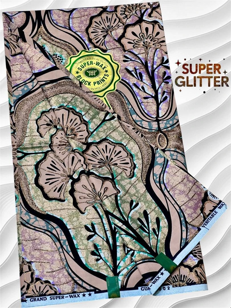 Shine Like Royalty: Original Super Glitter Grand Super Wax – Elite Atamfa Turmi for Stunning Dashiki & High-Fashion African Outfits