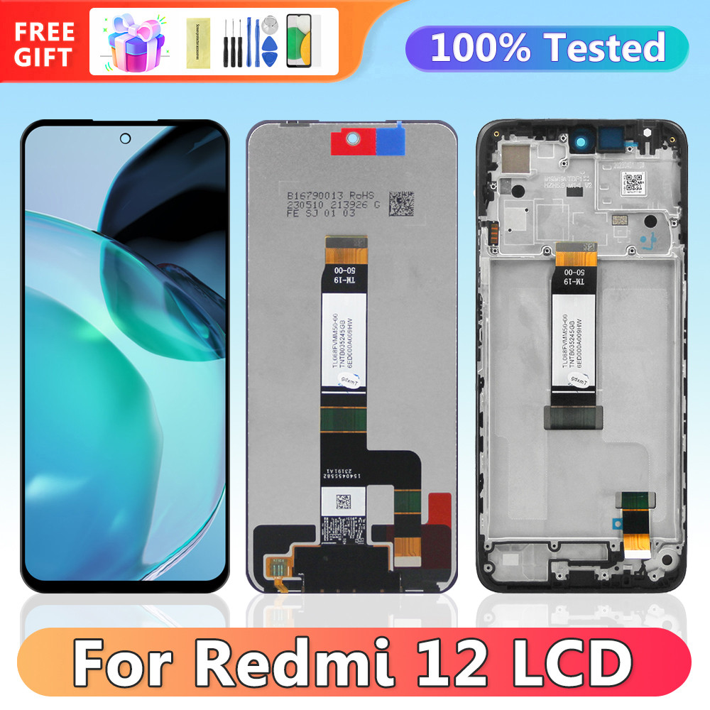 Original 6.79" Screen for Xiaomi Redmi 12 23053RN02A Lcd Display Digital Touch Screen with Frame for Xiaomi Redmi12 Replacement