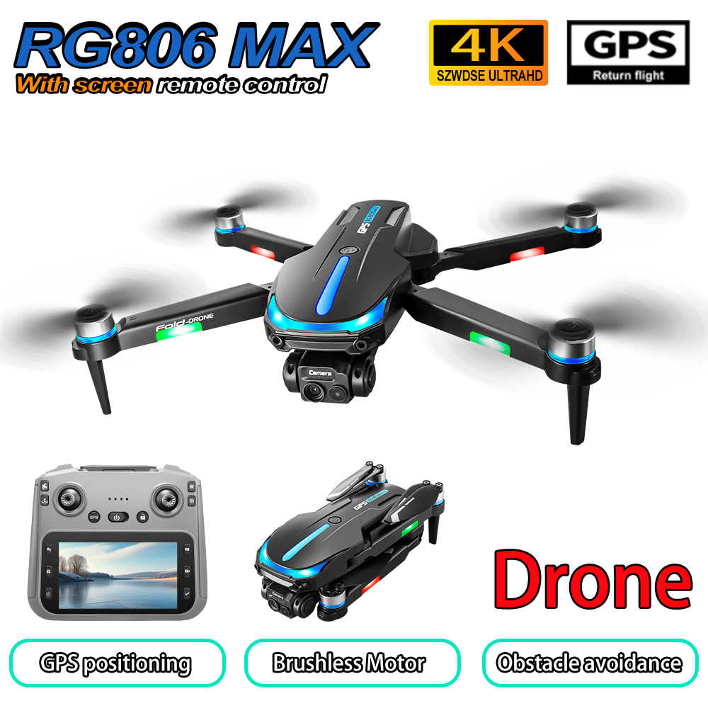 RG806MAX Drone 4K GPS Aerial Photography Optical flow hover Control Obstacle Avoidance Brushless 4-axis With screen Drones Toys