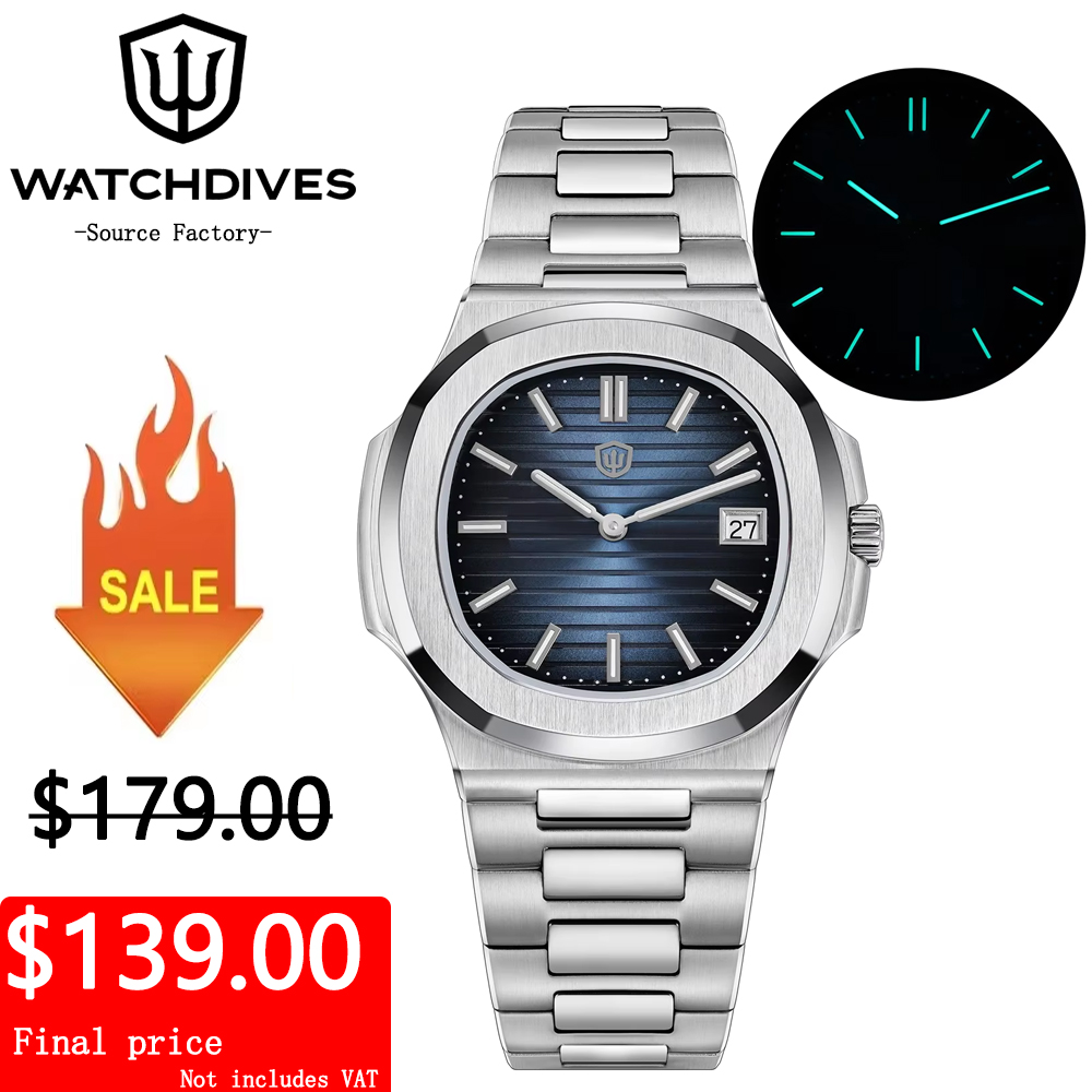 Watchdives WD00013 Men Watch Swiss Ronda 714 Movement Mechanical Watches Sapphire Stainless Steel Waterproof 100m Wristwatch