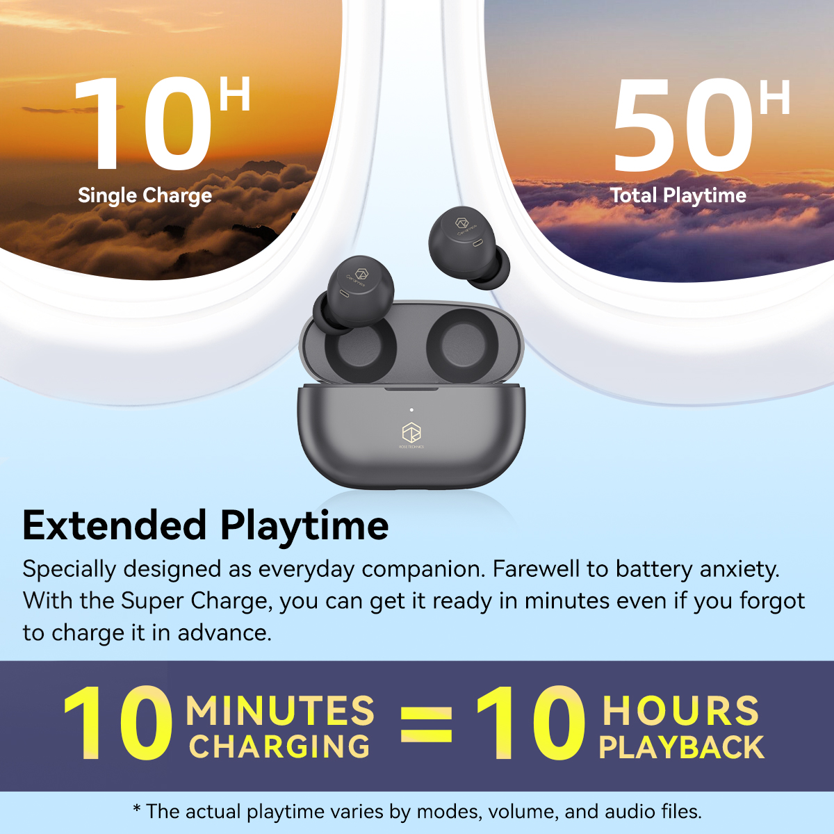 ROSESELSA CERAMICS X True Wireless Stereo Earbuds, ANC Headphones 4 HD Mics, IP54, Anti-Wind Earphones, LDAC, 40H Game Mode