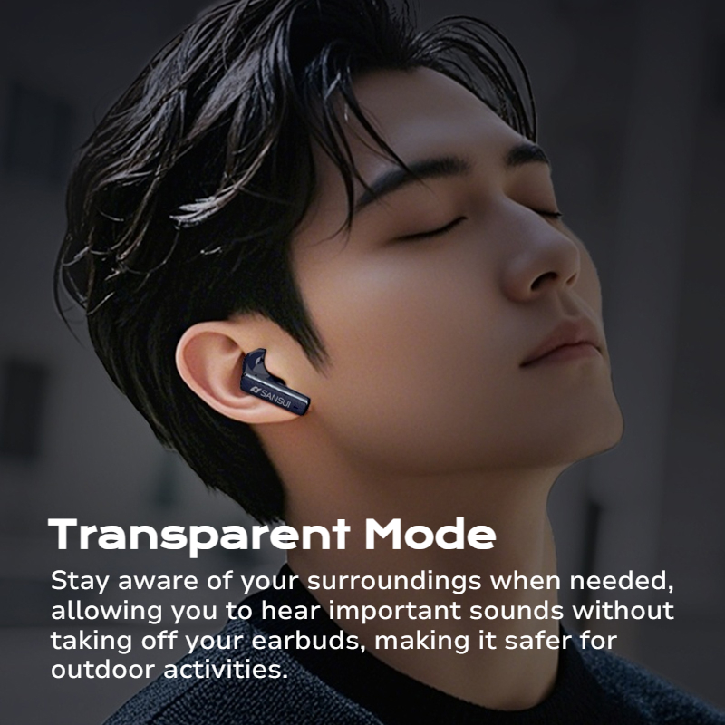 Sansui ANC Bluetooth 5.4 Earphones -52dB Active Noise Canceling Headphones In-Ear Detection TWS Wireless Earbuds Hands Free