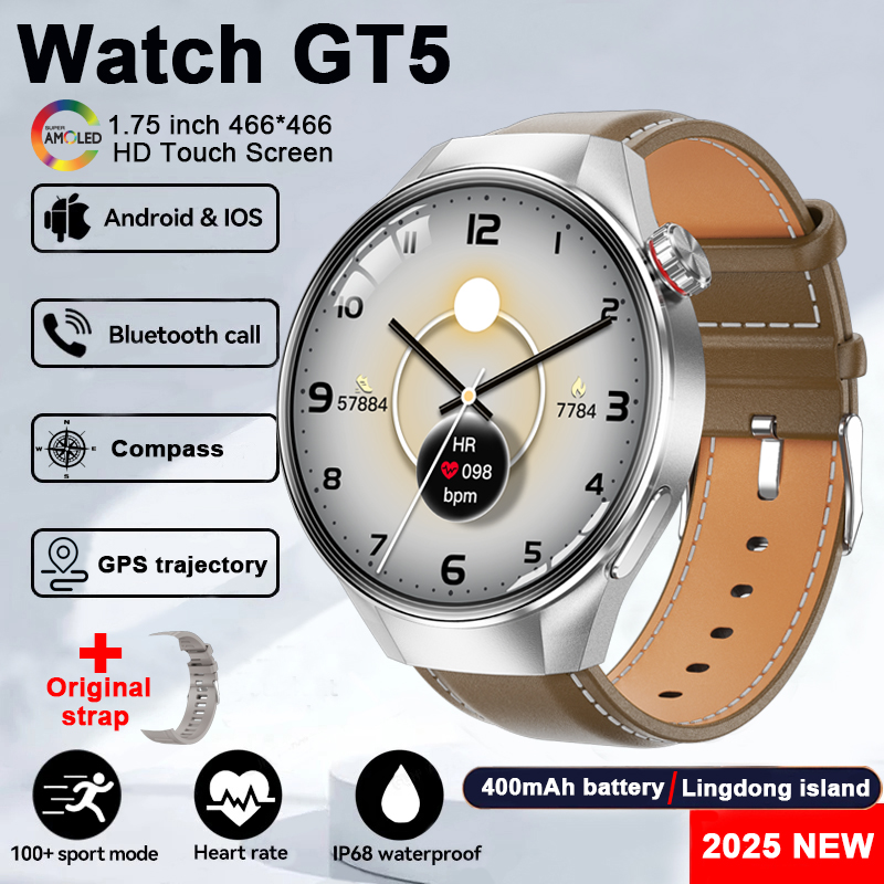 For Huawei Xiaomi GPS Track Smart Watch Men Women 1.75-Inch HD AMOLED Screen Compass Sport Bluetooth Call Smartwatch 2025 New