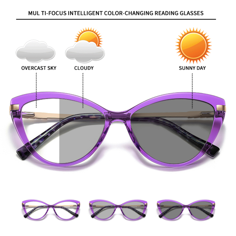 VKYEE Cat Eye Photochromic Anti Blue Ray Reading Glasses Women Myopia Hyperopia Prescription Custom Optical Eyeglasses PFD2111