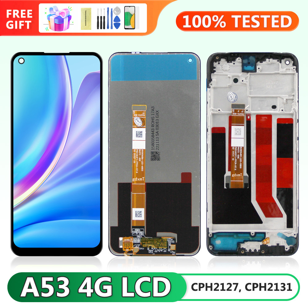 6.5" Screen for Oppo A53 CPH2127 CPH2131 Lcd Display Digital Touch Screen with Frame Assembly Panel for Oppo A53 4G Replacement