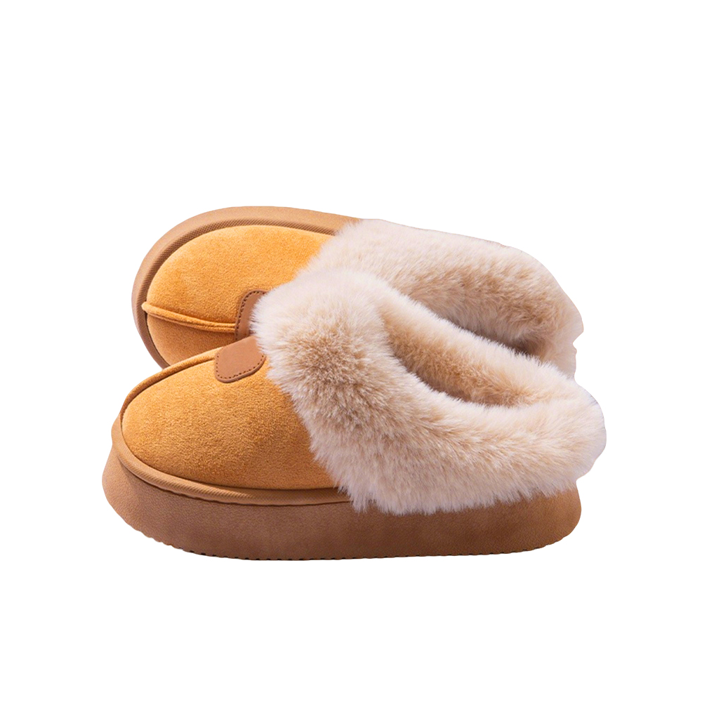 Basatu Fashion Fluffy Platform Slippers for Women Winter Plush Warm Cotton Shoes Comfort Non Slip Unisex Home Slippers