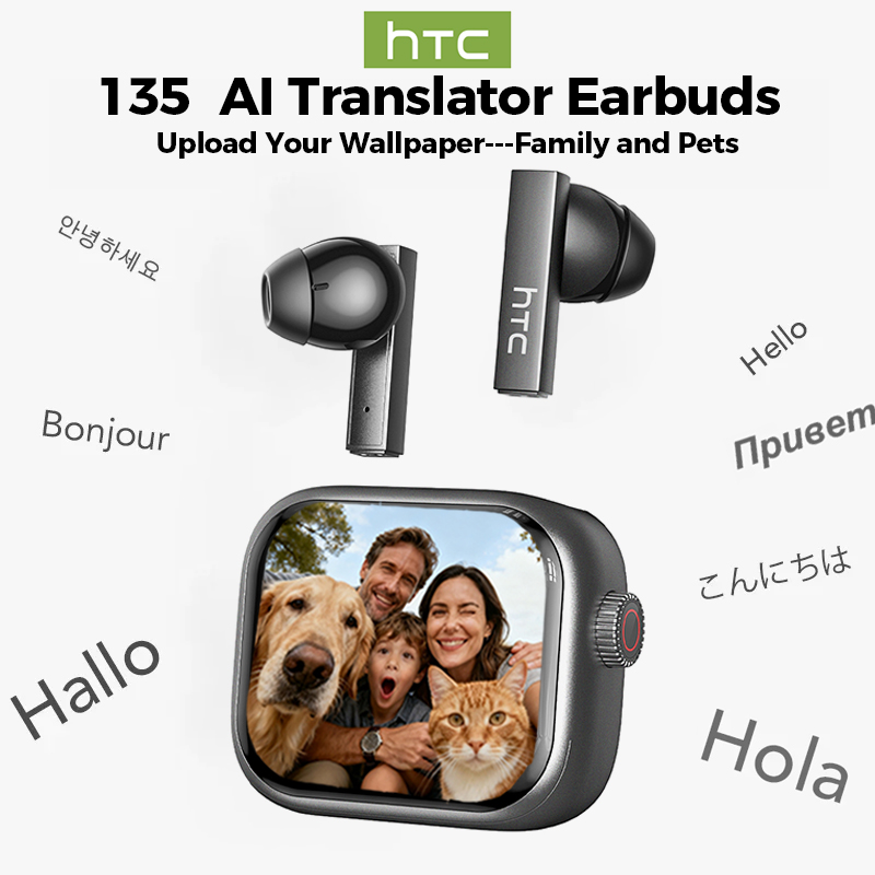 【Custom Wallpaper】HTC NE40 Earphones Bluetooth V6 TWS Sports AI Translator Earbud Noise Reduction Wireless Headphones With Mic