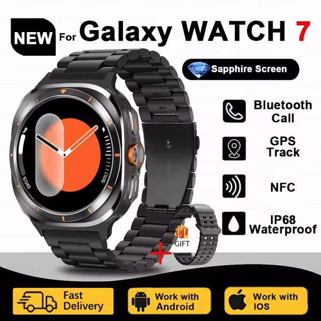 2025 New GPS Smart Watch 7 Ultra Men 47MM AMOLED Screen Multi-Function Compass Sports Fitness Tracker Health Women Smart Watch