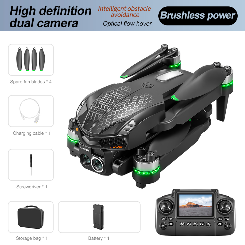 S168 Mini Drone 4K Professional HD Camera with Large Screen 2.4G WIFI FPV Dron Brushless Optical Flow Hover Folding Quadcopter