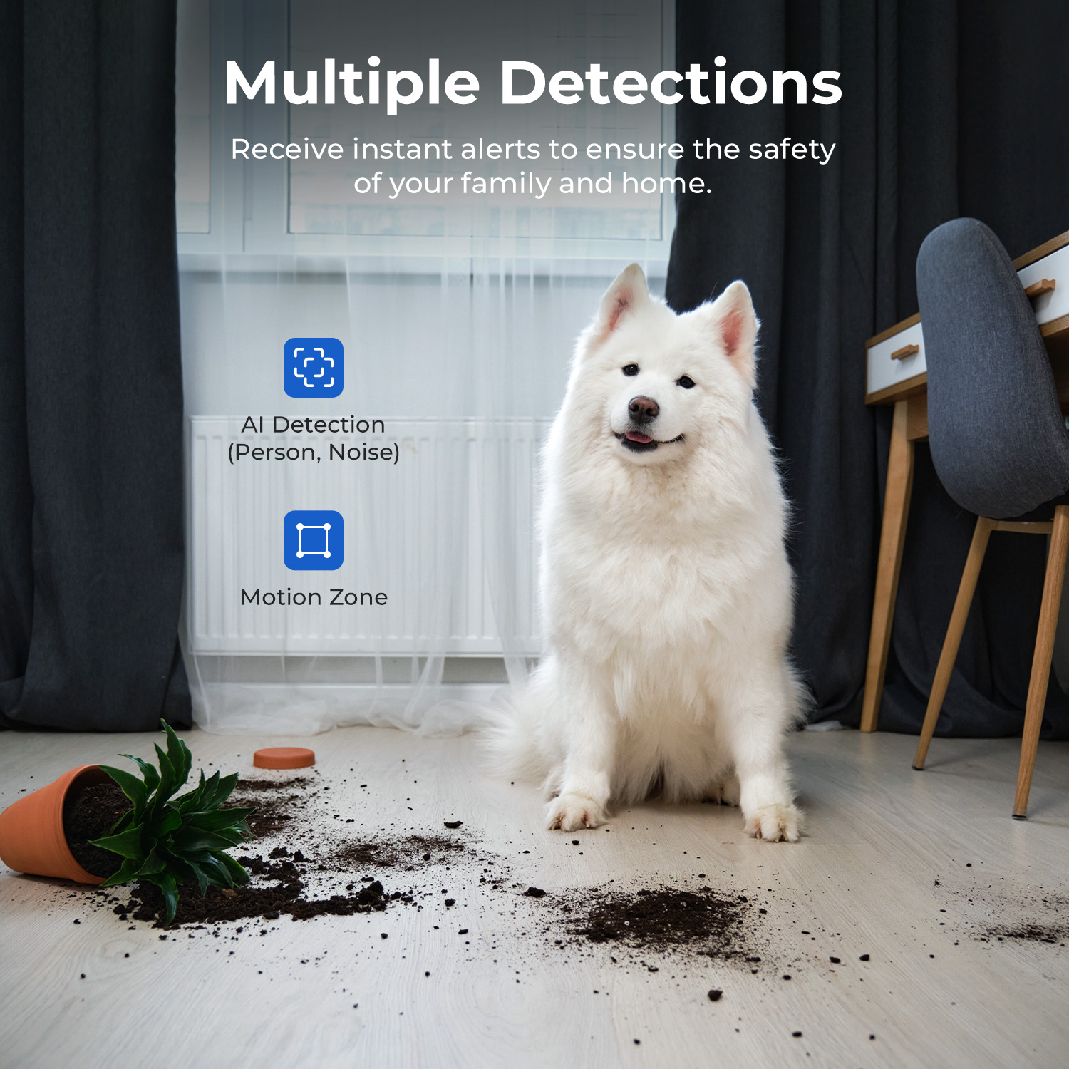 IMILAB-C21 IP Security Camera, 2.5K 360° Night Vision, Baby Monitor with App, 2-Way Audio, AI Detection, 2.4GHz WiFi