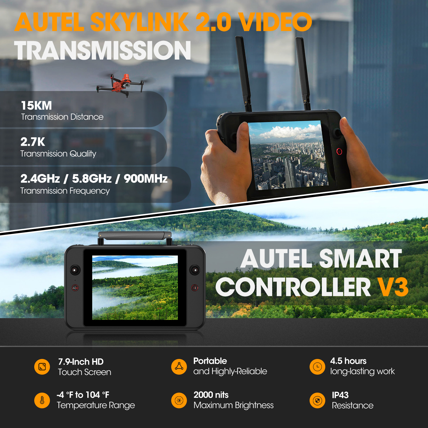 Autel Robotics EVO II Dual 640T RTK V3 Thermal Drone 6K Professional Camera Drone Centimeter-Level Positioning 38Min Flight Time