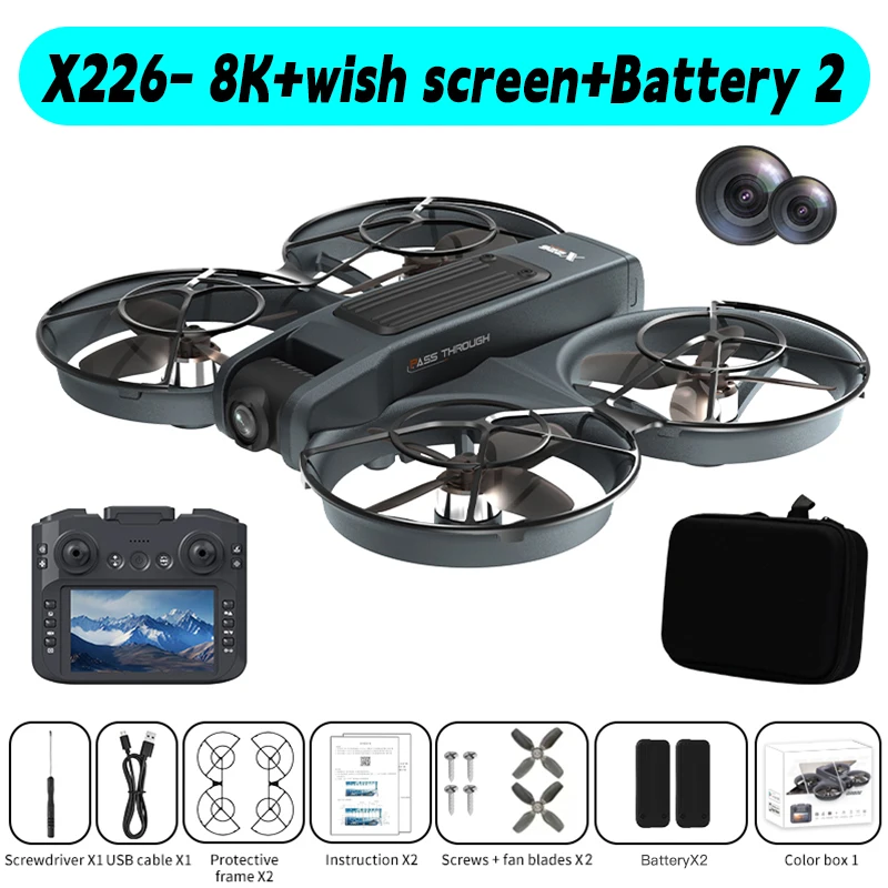 For Xiaomi X226/VR RC Drone 8K Professional 4K HD Dual Camera Brushless Motor 5G WIFI FPV Obstacle Avoidance Quadcopter Dron Toy