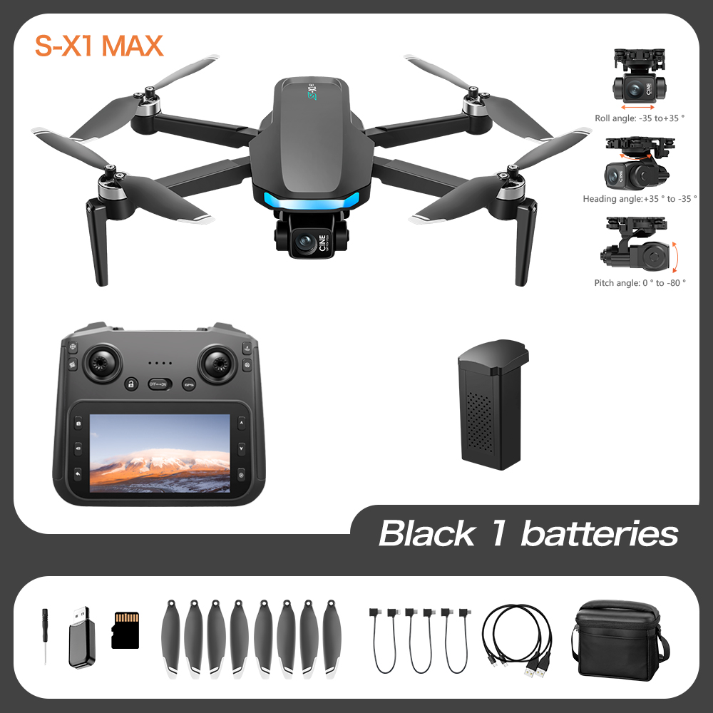 S-X1 New Drone with Screen 3-Axis Anti-shake Gimbal 4K Aerial Brushless Drones RC Quadcopter 5G GPS 8K HD Cameras EIS Mini Dron