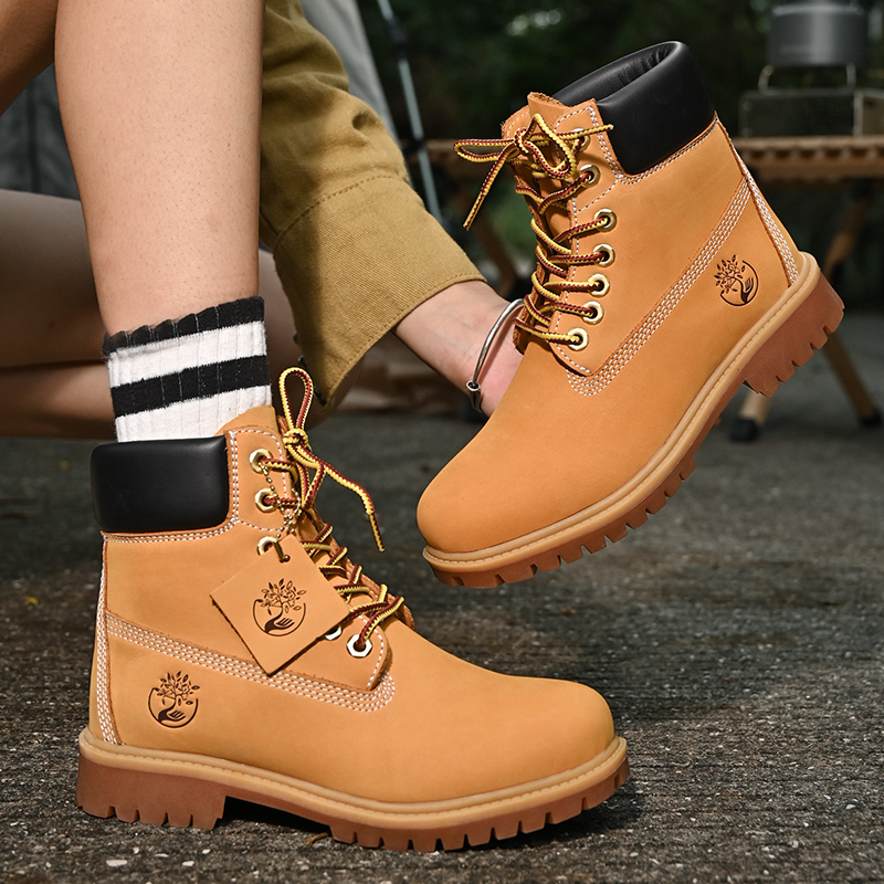 Boots Men High Top Boots High Quality Women Leather Shoes Fashion Outdoor Sneakers Men Lace Up Non-Slip Ankle Boots for Couple