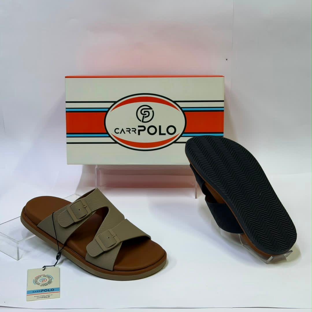 CarrPolo White & Brown Cross-Strap Sandals