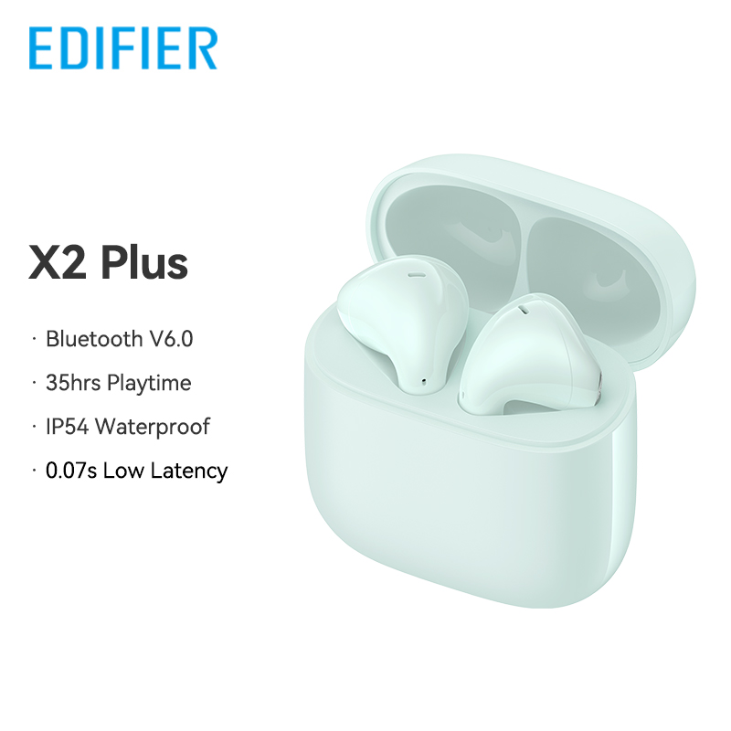 Edifier X2 Plus True Wireless Earbuds TWS Bluetooth Earphone 70ms Low Latency Bluetooth V6.0 IP54 Waterproof 35Hrs Playtime