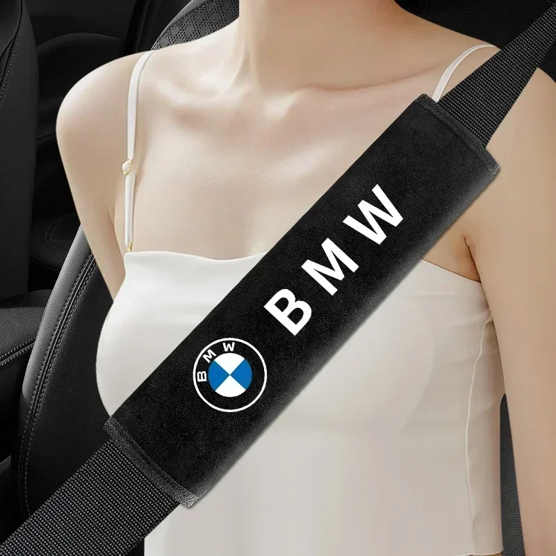 2pcs Suede Seat Belt Covers Car Accessories Car Shoulder Pad Seat Belt For For BMW Performance M Power E90 E9E92 E93 E46 E36