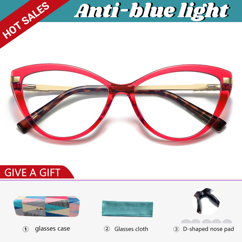 VKYEE Cat Eye Photochromic Anti Blue Ray Reading Glasses Women Myopia Hyperopia Prescription Custom Optical Eyeglasses PFD2111