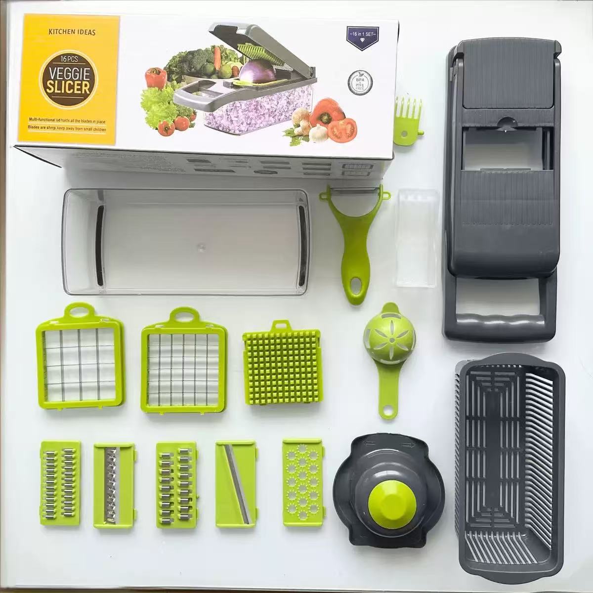 Multifunctional Vegetable Slicer with 9 Blades - Kitchen Dicer & Shredder