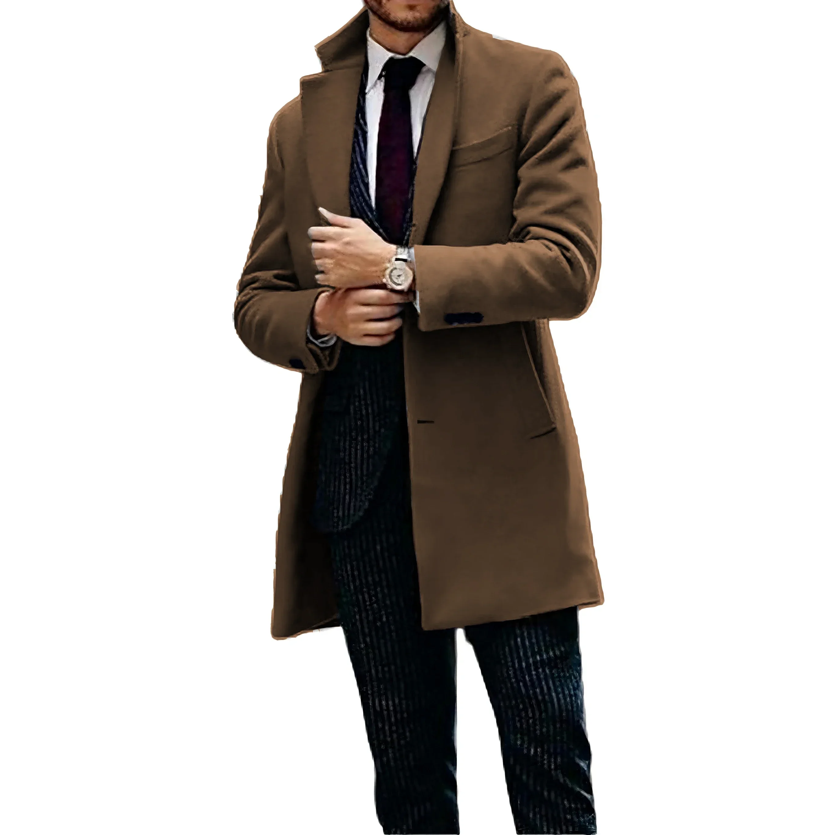 Comfy Man Trench Coat Customized Notched Lapel Single Breasted High Quality Gentleman Business Prom Stylish Men Winter Jacket